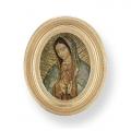  O.L. OF GUADALUPE GOLD STAMPED PRINT IN OVAL GOLD LEAF FRAME 